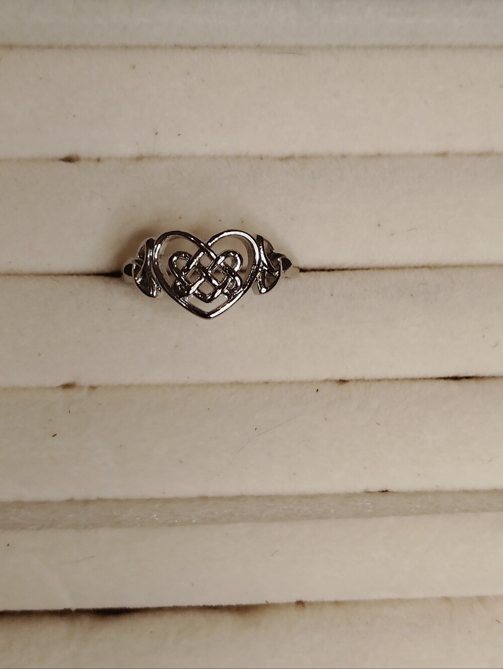 Celtic Heart Knot Sterling-Style Ring - Silver Tone